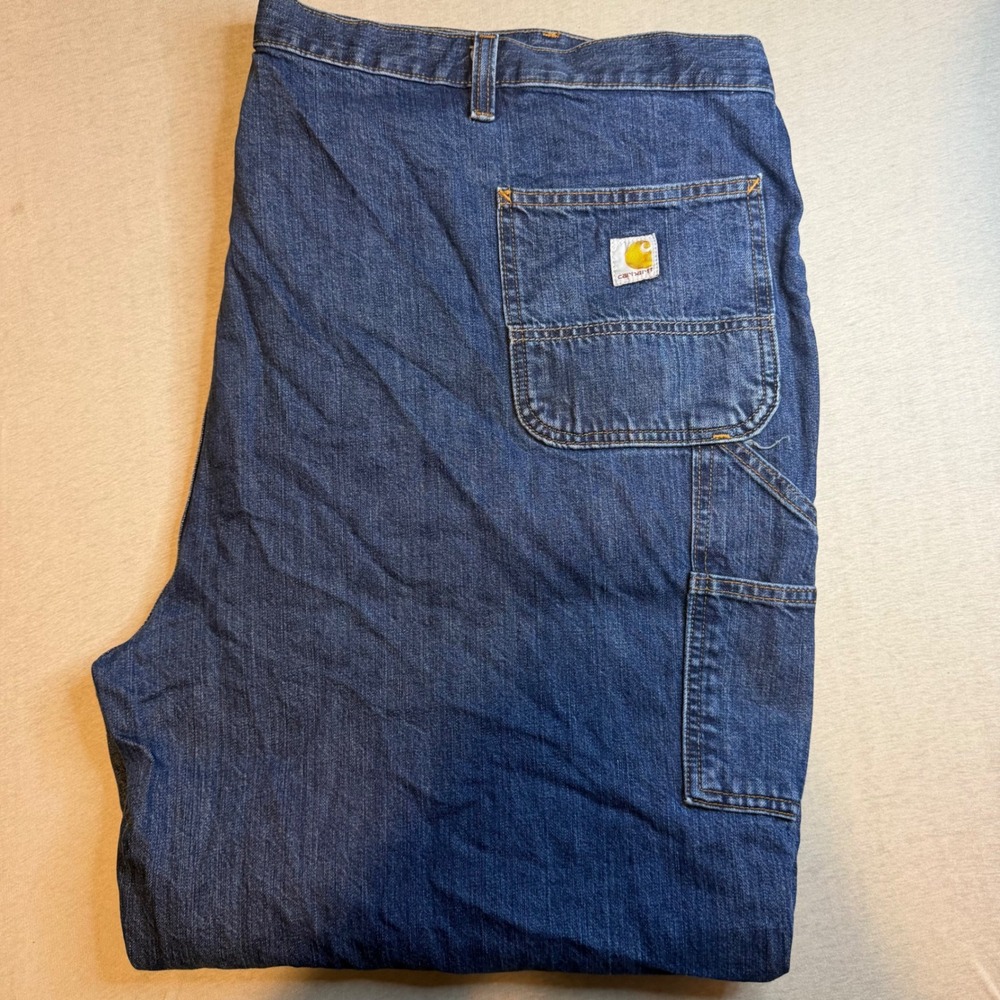 Carhartt Mens Loose Fit Carpenter Jeans Dark Wash Denim 54x32 Utility Pants Work - Picture 4 of 9